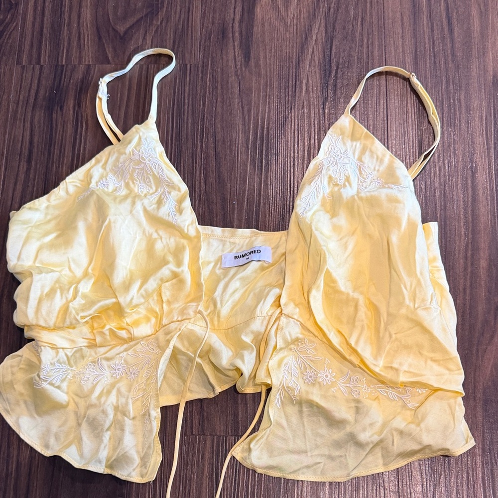 Rumored Yellow Lace Detail top